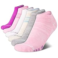 Girls' Cushioned Comfort Athletic Performance No-Show Ankle Low Cut Socks (6 Pack)