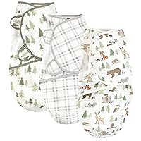Hudson Baby Unisex Baby Quilted Cotton Swaddle Wrap 3pk, Forest Animals, 0-3 Months