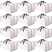 12 Pack Heavy Duty Moving Bags with Backpack Straps - Strong Handles & Zippers, Storage Totes For Space Saving, Fold Flat, Alternative to Moving Box (X-Large-Set of 12, Clear)