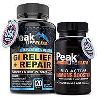 Daily Supplements - 1 Pack Immune Booster + 1 Pack GI Relief & Repair - Multimineral Vitamins for Men & Women - with Zinc, Humic Acid, Probiotic, L Glutamine, Peppermint, & Ginger