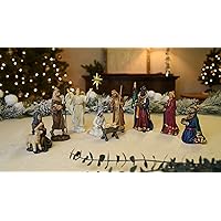 Three Kings Gifts Magi, Wise Men, Christmas Star, Angel, Shepherds, Sheep, Holy Family, Jesus in Manger, Real Gold in Trunk, Nativity Scene Set & Figures, 11-Pieces, for 10 inch Scale Collection