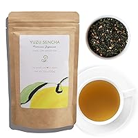 Yuzu Sencha Green Tea - Premium Quality Japanese Loose Leaf Green Tea - Blend of Green Tea Leaves and Drived Yuzu Peel - Refreshing Aroma Unique Flavor