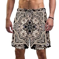 Beautiful Paisley Pattern Quick Dry Swim Trunks Men's Swimwear Bathing Suit Mesh Lining Board Shorts with Pocket, L