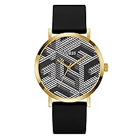 GUESS Men's 44.0mm Watch - Black Strap Grey Dial Gold Tone Case