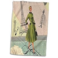 3D Rose Vintage Paris Collage Fashion Hand Towel, 15
