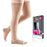 Plus for Men & Women, 40-50 mmHg, Thigh High w/Silicone Top-Band, Open Toe Petite-I
