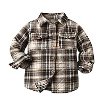 4t Toddler Boy Winter Clothes Kids Toddler Flannel Fleece Shirt Jacket Plaid Long Sleeve Lapel Button Down Baby