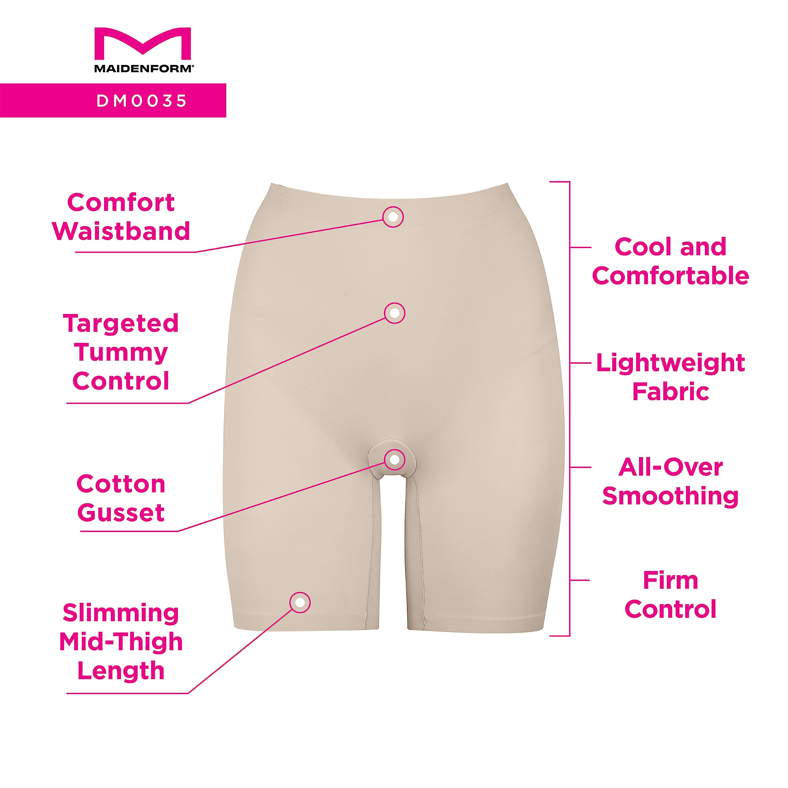Maidenform Women's Cover Your Bases Smoothing Shapewear Slip Short DM0035