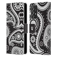 Head Case Designs Black Paisley Patterns Series 2 Leather Book Wallet Case Cover Compatible with Samsung Galaxy A53 5G (2022)