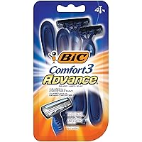 BIC Comfort 3 Advance Disposable Razors for Men for an Ultra-Soothing, Comfortable Shave, 4-count Packs of Disposable Razors With 3 Blades
