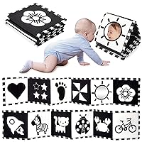 URMYWO Black and White Baby Toys 0-3 Months, High Contrast Newborn Toys 0-3 Months Brain Development, Tummy Time Toys, Soft Baby Book, Infant Toys 0-6-12 Months Visual Stimulation Montessori Toy Gift