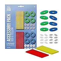 PLUS PLUS - Accessory Pack, Red & Yellow - 2 Baseplates, 8 Wheels - Construction Building Stem/Steam Toy, Interlocking Mini Puzzle Blocks for Kids