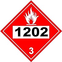 Sticker - Safety - Warning - UN # 1202 Flammable Liquid Class 3 Placard 273.05mmx273.05mm - Decal for Office - Company - School - Hotel