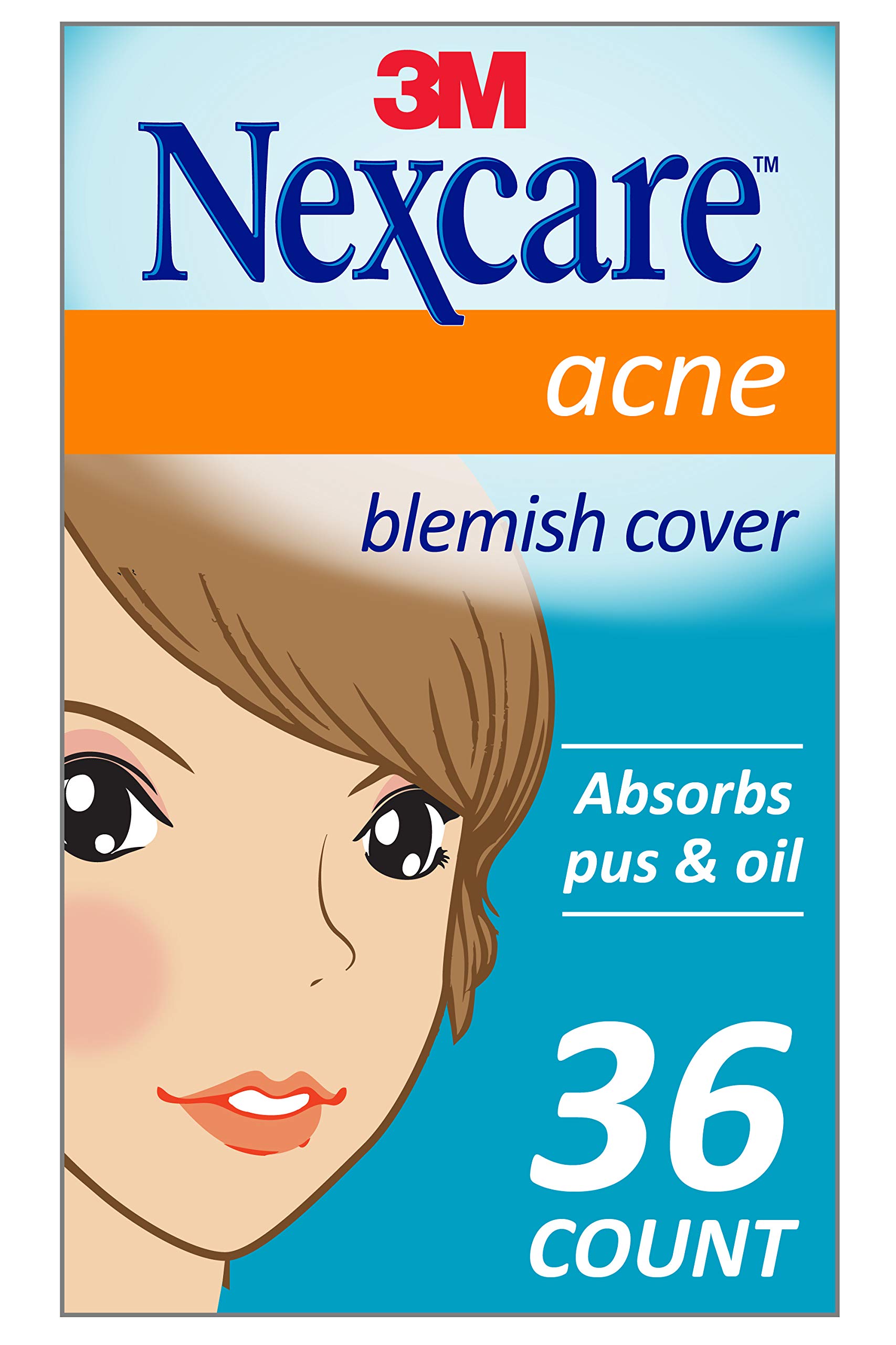 Nexcare Acne Cover, Skin Cover Absorbs Pus and Oil From Clogged Pores, Suitable Skincare for Most Skin Types - 36 Acne Covers