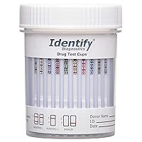 5 Pack Identify Diagnostics 10 Panel Drug Test Cup - Testing Instantly for 10 Different Drugs THC50, COC, OXY, MOP, AMP, BAR, BZO, MET, MTD, PCP ID-CP10 (5)