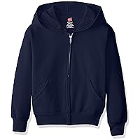 Hanes Boys' EcoSmart Full Zip Hooded Jacket, Navy, Large
