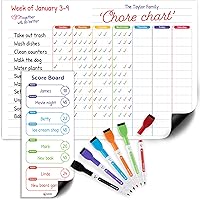 Magnetic Dry Erase Chore Chart For Multiple Kids - Large Erasable Whiteboard Behavior Score Charts & Calendar Responsibility Chores List with 6 Markers For Family, Kid, Toddler, Teenagers, Adults