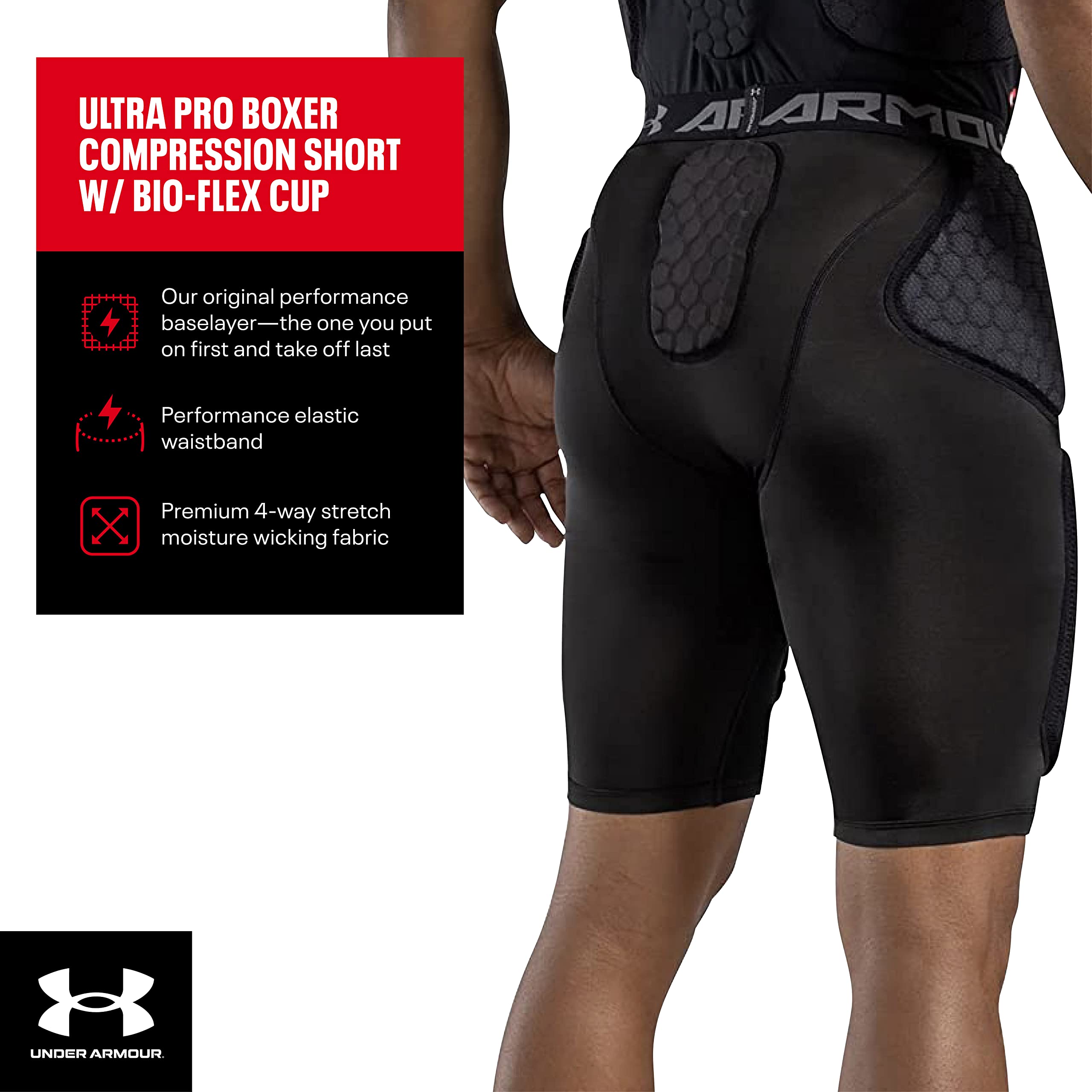 Under Armour 5-Pad Girdle Game Day Tights/Shorts with McDavid HEX Padded Leg Compression & Groin Protection