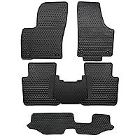 Car Floor Mats Custom Fit for Volkswagen VW Atlas 2018-2024 (7 Seat Bench Seating) Black Rubber All Weather Protection Auto Floor Liners Heavy Duty Odorless