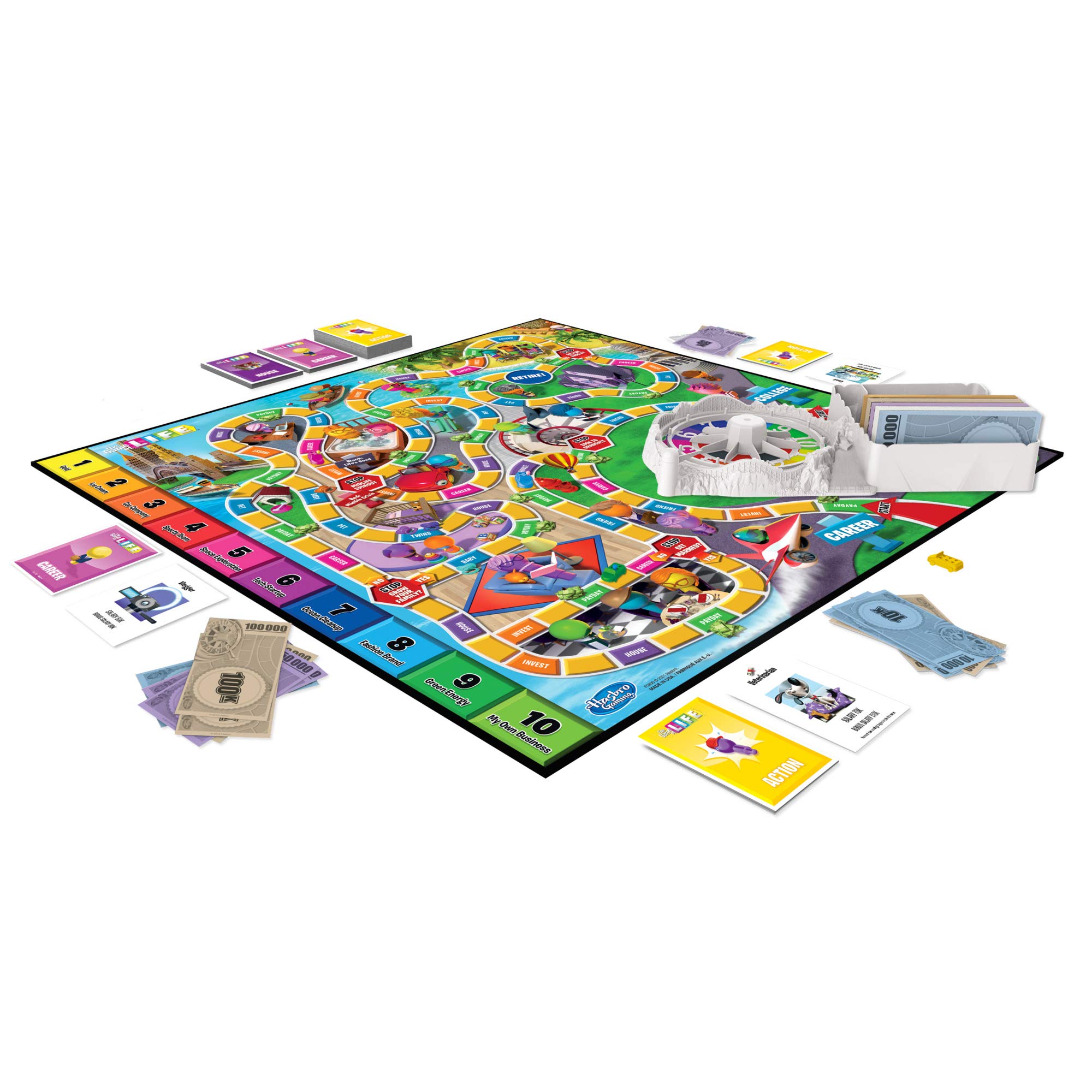 Hasbro Gaming The Game of Life Game, Family Board Game for 2-4 Players, Indoor Game for Kids Ages 8 and Up, Pegs Come in 6 Colors