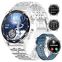 Smart Watch Men Bluetooth Phone Call for Android and iOS Male Music Smartwatch 111 Sport Mode Outdoor Fitness Tracker Silver Stainless Steel 360 mAh Gents Smartwatch Heart Rate Health Monitor