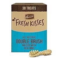 Merrick Fresh Kisses Natural Dental Chews Toothbrush Shape Treat Infused With Real Mint Medium Dogs - 30 ct. Box