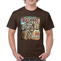 Hot Headed Saloon T-Shirt But its a Dry Heat Funny Skeleton Biker Beer Drinking Cowboy Skull Southwest Men's Tee