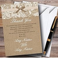 Vintage Burlap & Lace Personalized Wedding Thank You Cards