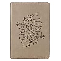Brown Faux Leather Journal | It is Well With My Soul | Flexcover Inspirational Notebook w/Ribbon Marker and Lined Pages, 6 x 8.5 Inches