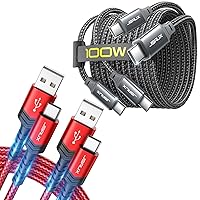 JSAUX 100W USB-C to USB-C Cable [2-Pack, 6.6FT] + USB C to USB A Cable [2-Pack, 6.6FT]