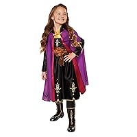 Frozen Disney 2 Anna Adventure Girls Role-Play Dress with Rich Violet Travel Cape, Featuring Intricate Belt Design & Artistic Dress Trim - Fits Sizes 4-6X, For Ages 3+