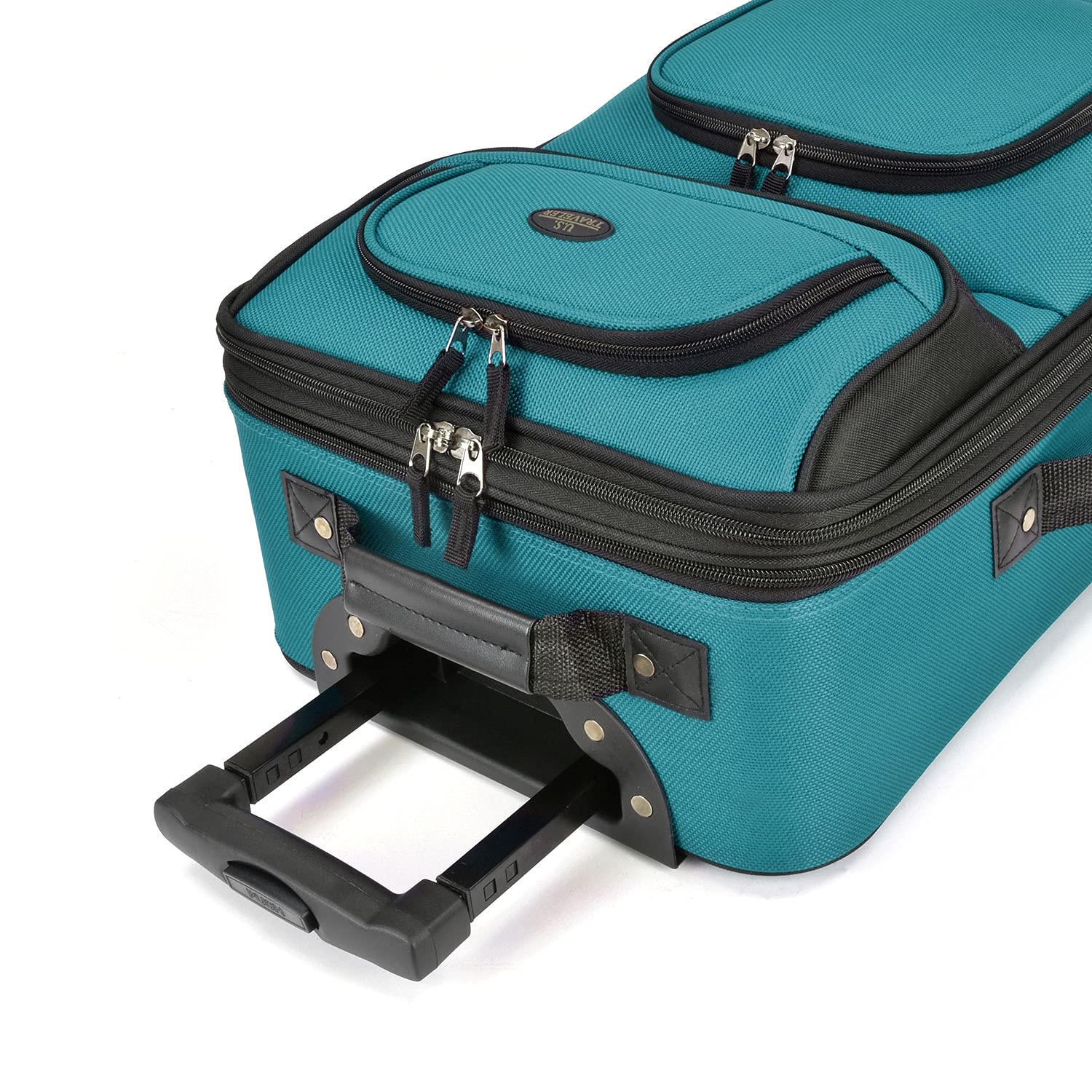 U.S. Traveler Rio Rugged Fabric Expandable Carry-on Luggage Set, Teal, 2 Wheel