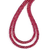 Ruby Necklace Gemstone 2 Layer Necklace With 925 Sterling Silver chain. Jewelry Gift - 46 CM