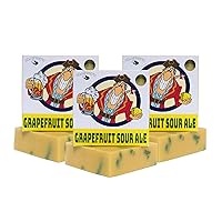 Brewery Edition Soap - 3-Pack, 5 oz Each, Beer-Inspired, Cold Processed, 100% Natural, Fresh, Anti-Odor with Natural Skin Oils, Cruelty-Free, Handmade in USA (Grapefruit Sour Ale)