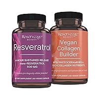 Reserveage Beauty, Vegan Collagen Builder, Glowing Skin, Vitamin C Supplement for Hydrated Skin, 60 Capsules & Resveratrol 500 mg, Supports Healthy Aging and Immune System, Paleo, Keto, 60 Capsules