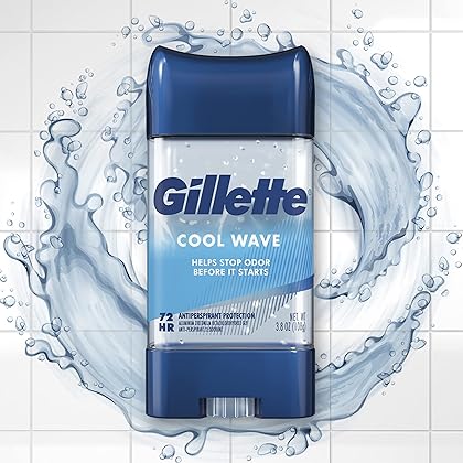 Gillette Clear Gel Men’s Antiperspirant and Deodorant, 72-Hour Sweat Protection, Cool Wave, #1 Clear Gel Brand for Men, 3.8 oz (Pack of 4)