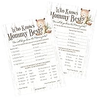 DISTINCTIVS Woodland Bear Baby Shower Who Knows Mommy Best Game Cards - 20 Count