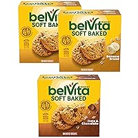 BelVita Soft Baked Breakfast Biscuits Variety Pack with Banana Bread and Oats and Chocolate, 15 Total Packs, 3 Boxes (1 Biscuit Per Pack)