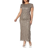 Adrianna Papell Women's Beaded Short Sleeve Gown