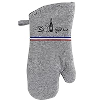 Chef's French Culinary Cotton Oven Mitt - Heat Resistant 11x7 Inch - Wine & Delicacies Design for Gourmet Kitchens (Paris, Oven Mitt (11