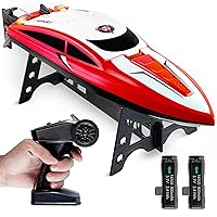 Force1 Velocity Red Fast RC Boat - Remote Control Boat for Pools and Lakes, Underwater RC Speed Boat Toy, Mini RC Boats for Adults and Kids, 2.4GHZ Remote Controlled Boat with 2 Rechargeable Batteries