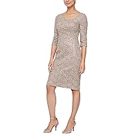 Alex Evenings Women's L Neck Knee Length Shift Dress