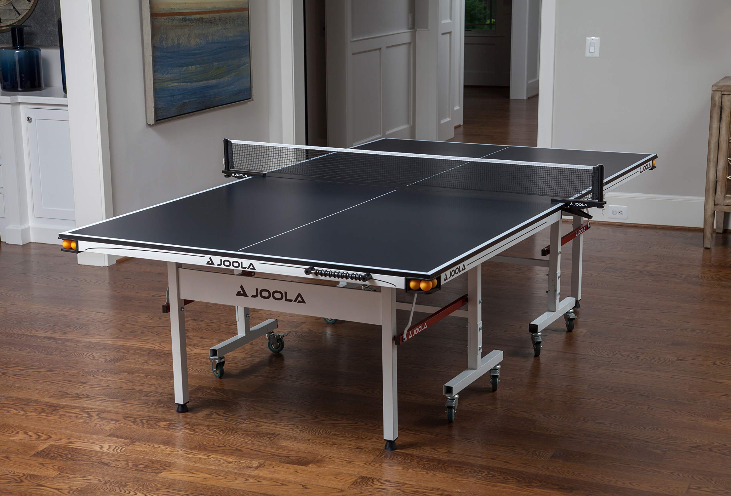 JOOLA Tour Table Tennis Table with Quick Clamp Ping Pong Net - 10 Minute  Assembly - Foldable Indoor Ping Pong Table with Single Player Playback  Mode