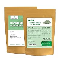 French Green Clay European Montmorillonite Ultra Soft Clay Powder, Vegan Cosmetic Grade, Healing Clay for Face Mask Skin Care Detox, Clay Mask for Blackheads and Pores, 4 ounce
