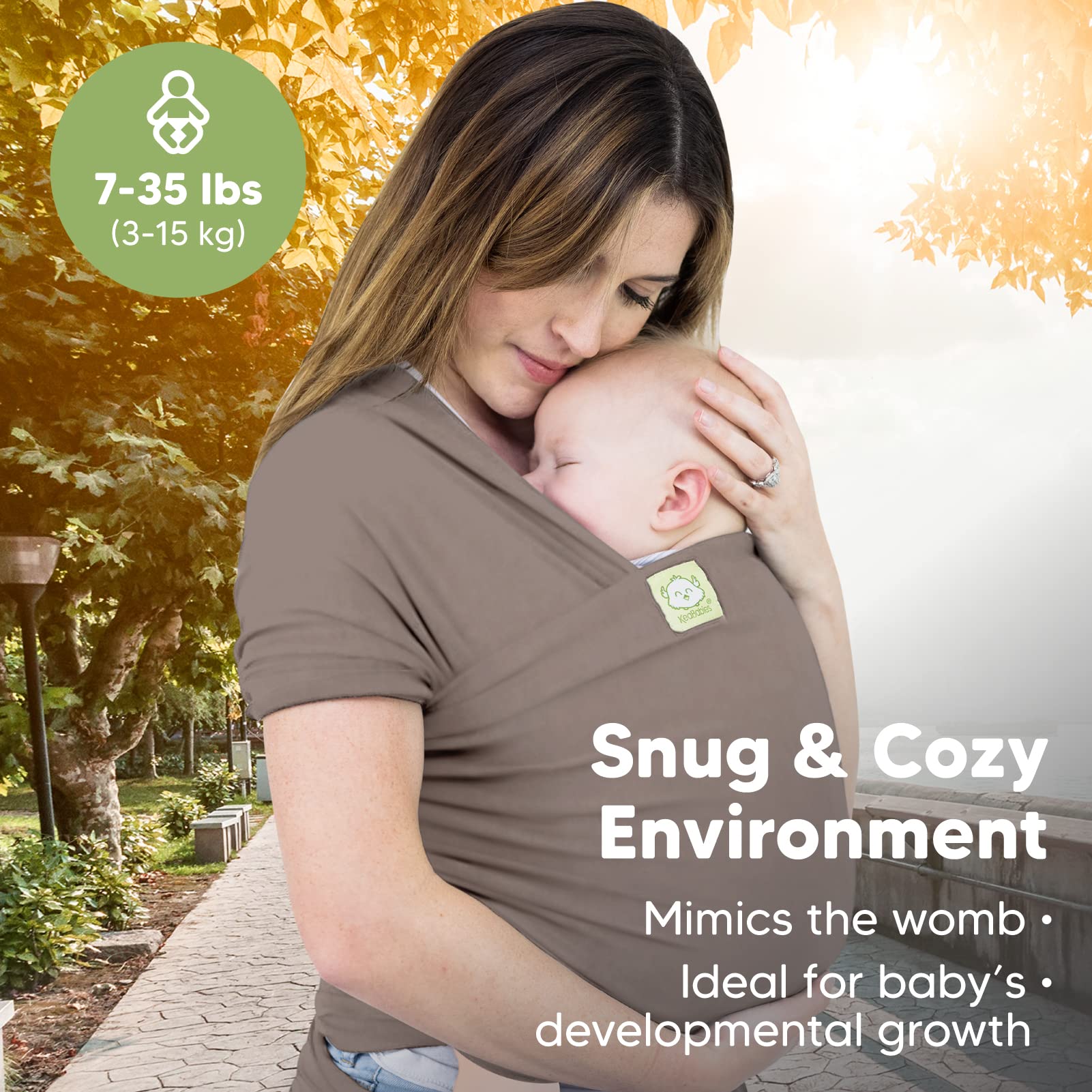 KeaBabies Baby Wrap Carrier - All in 1 Original Breathable Baby Sling, Lightweight Hands Free Baby Carrier Sling, Baby Carrier Wrap, Baby Carriers for Newborn, Infant, Baby Wraps Carrier (Copper Gray)