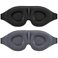 Sleep Eye Mask for Men Women 2 Pack 3D Contoured Cup Sleeping Mask & Blindfold, Concave Molded Night Sleep Mask, Block Out Light, Soft Comfort Eye Shade Cover for Travel Yoga Nap, Black & Gray