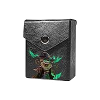 Scarecrow Lord Deck Box/Case - Belt Loop/Clip - Hard Shell Faux Leather - Compatible with Yu-Gi-Oh, MTG, CFV, Digimon, F&B & other TCG's (Black, Silver Snap & Clip, 80 Size)