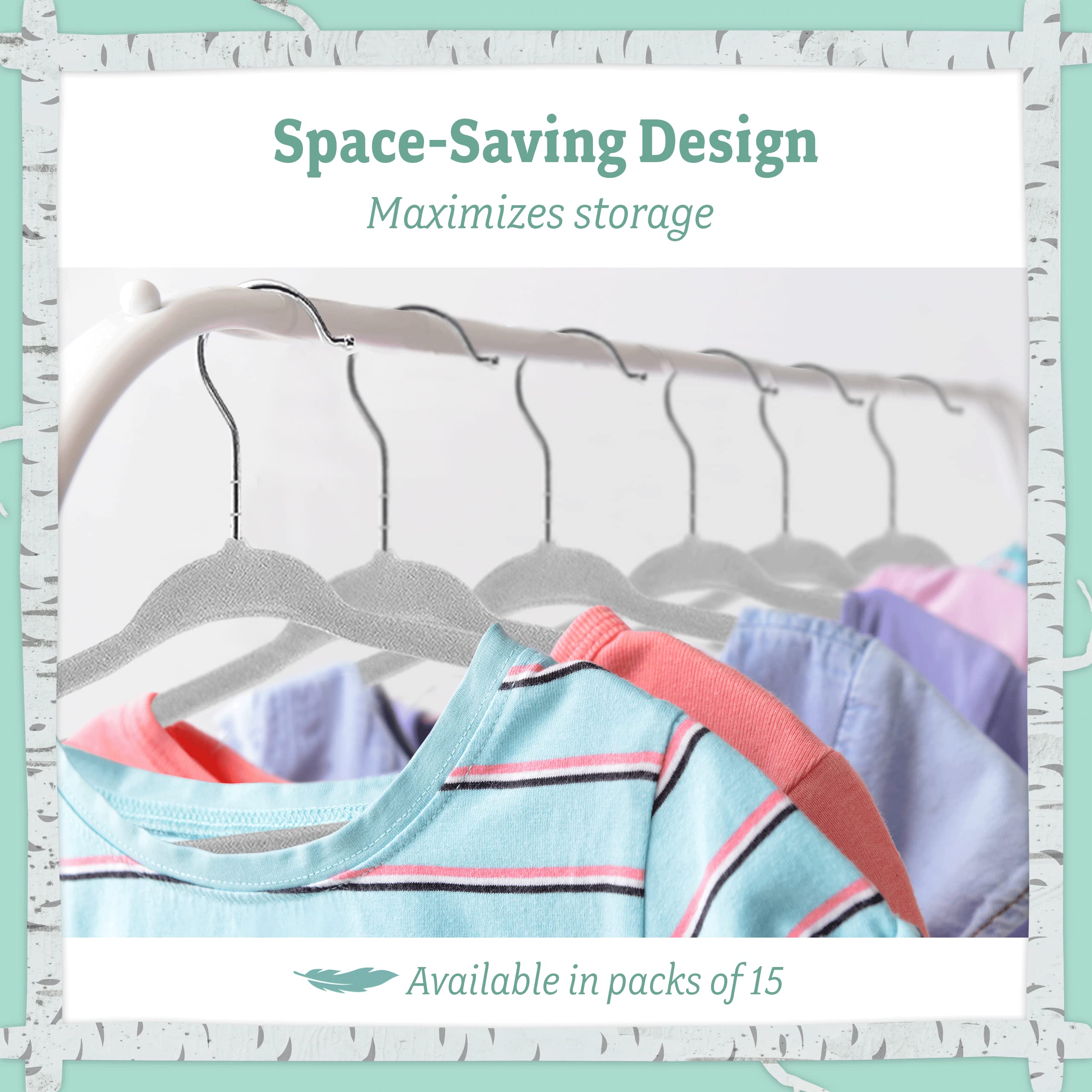 Baby Nest Designs Baby Hangers for Closet 15X Velvet Infant Baby Clothes Hangers Newborn Essentials for Nursery Dividers and Organizer Grey