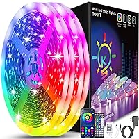 Keepsmile 100ft Led Strip Lights (2 Rolls of 50ft) Bluetooth Smart App Music Sync Color Changing RGB Led Light Strip with Remote and Power Adapter,Led Lights for Bedroom Room Home Decor Party Festival