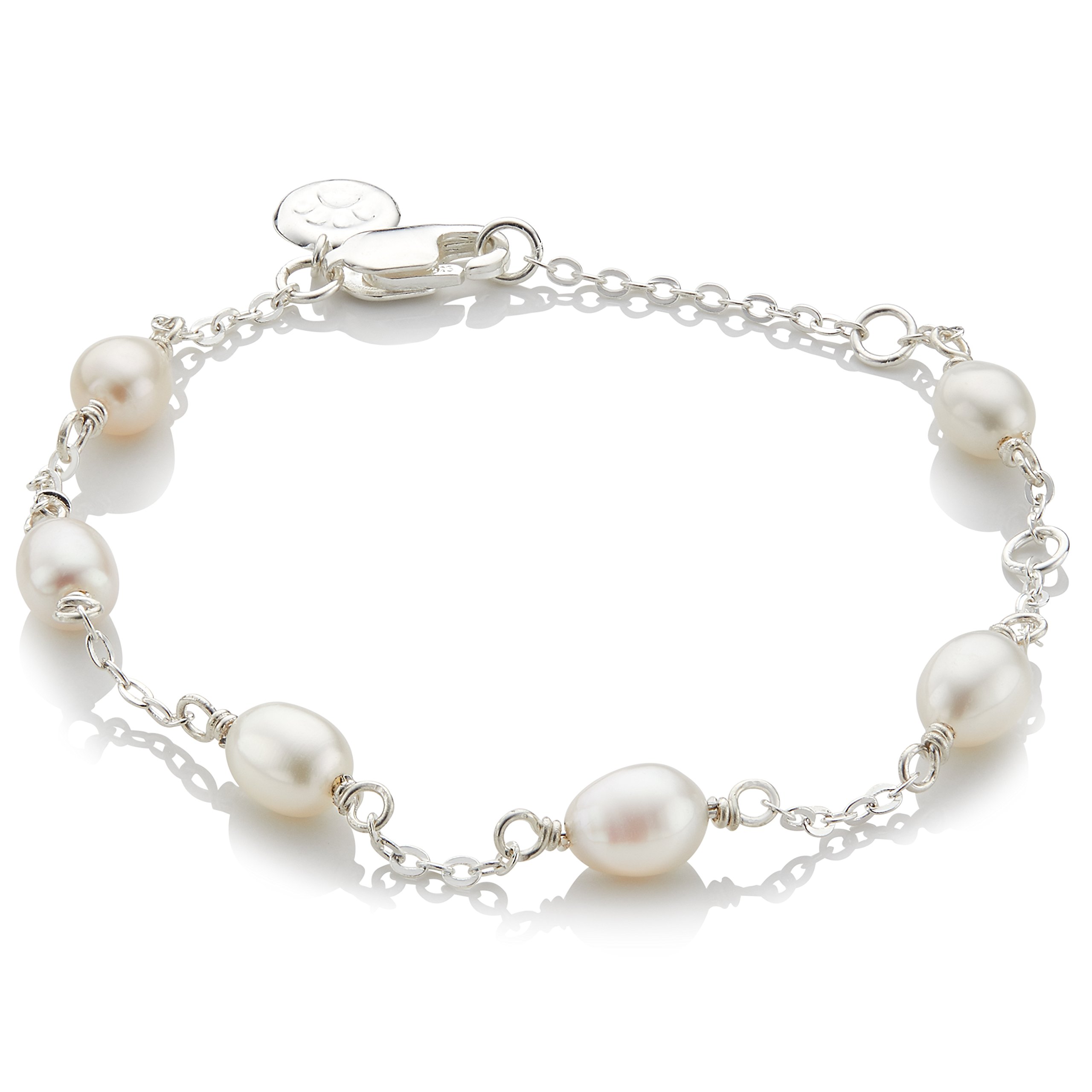 Molly B London Sterling Silver & Pearl Bracelet. Adjustable, Dainty Jewelry Bracelets For Girls, June Birthstone. Perfect First Communion Gifts For Girls, Baptism Gifts, Birthday Gift, Sweet 16